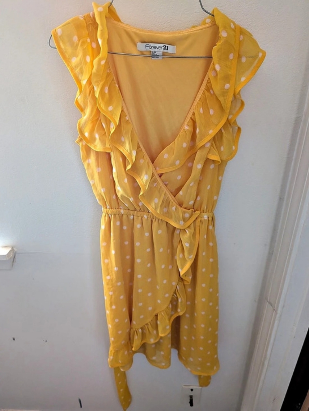 Forever 21 Yellow Polka Dot Mini Dress Size Small NWOT